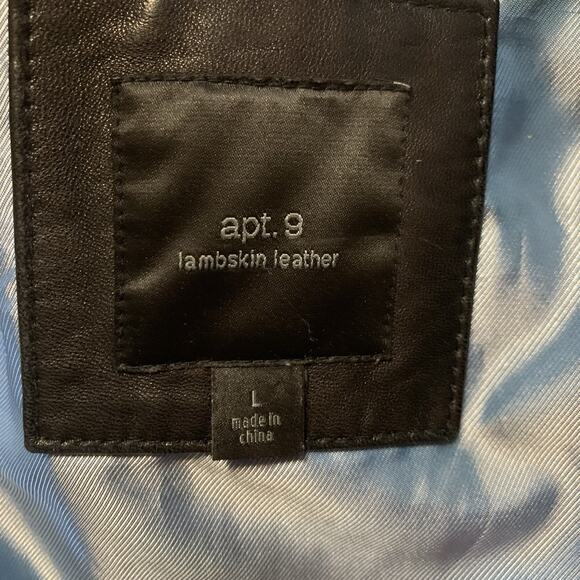 100% Lambskin Leather Apt 9 Black Leather Women's Zip Up Jacket Sz Large - Picture 11 of 16